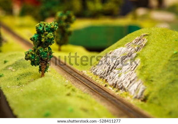Train hobby model on the\
model railway