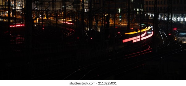 Train Long Exposure At Night, Train Station