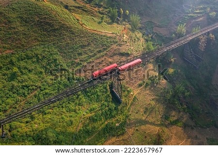 TRAIN FOR MOUNTAIN OR RED CABLE CAR TO THE TOP OF THE FANSIPAN MOUNTAIN, THE HIGHEST MOUNTAIN IN INDOCHINA. SAPA, LAO CAI, VIETNAM