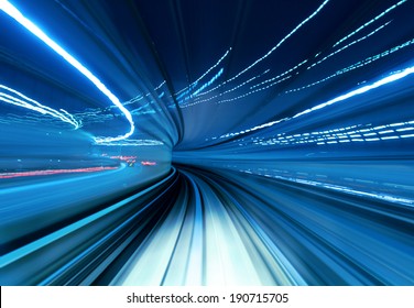 Train moving fast in tunnel  - Shutterstock ID 190715705