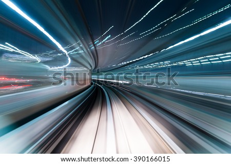 Train moving in tunnel