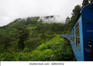 Train From Nuwara Eliya To Kandy Among Tea Plantations In The Highlands Of Sri Lanka