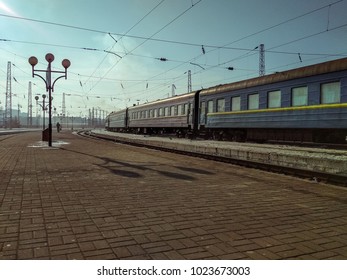 A train on platform in station