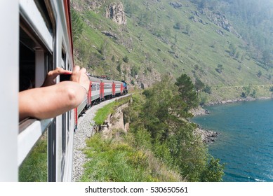 Train On The Shore Of Lake Baikal