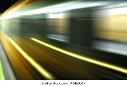 Train on speed in railway station