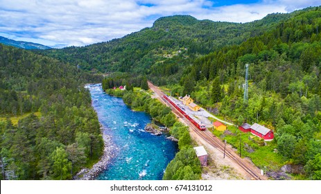 Train Oslo - Bergen In Mountains. Norway.