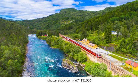 Train Oslo - Bergen In Mountains. Norway.