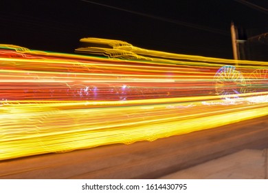 The Train Passing By At Blackpool Illuminations.