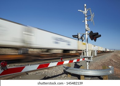 Train Passing Level Crossing Motion Blur