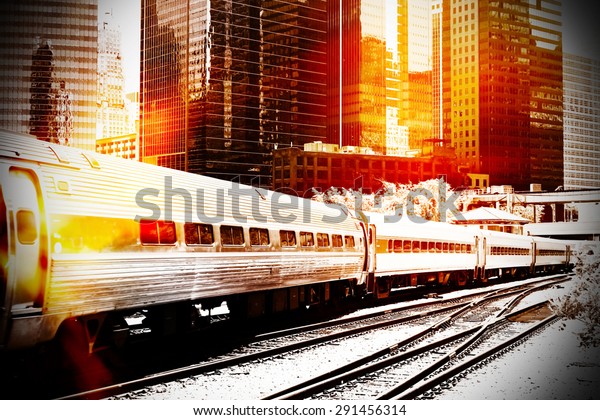 Train platform, urban\
scene
