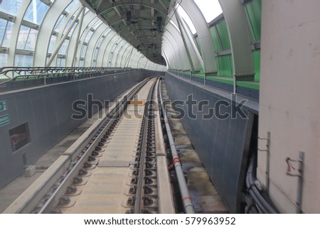 the Train rail in city at 2017