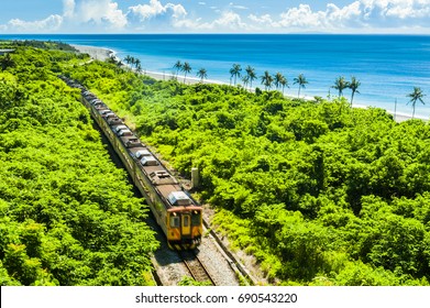 Train Rail Near The Sea In Taitung