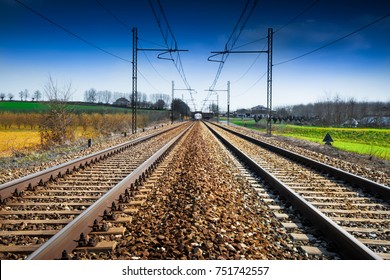 Train Rails In Country Landscape