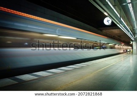 Train in rapid motion at centralstation in Malmö