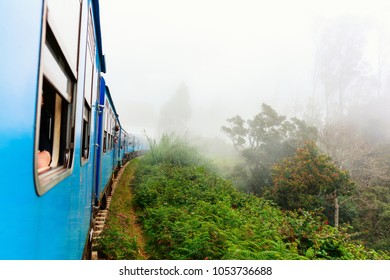 Train Ride From Ella  To Kandy Among Tea Plantations In The Highlands Of Sri Lanka