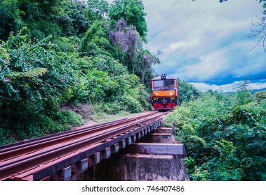 Train Ride On The Death Railway Or Thai-Burma Railway. It Was Built By The Empire Of Japan To Support Its Forces In The Burma Campaign Of World War II.