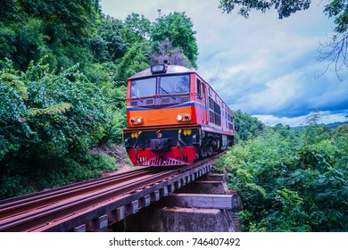 Train Ride On The Death Railway Or Thai-Burma Railway. It Was Built By The Empire Of Japan To Support Its Forces In The Burma Campaign Of World War II.