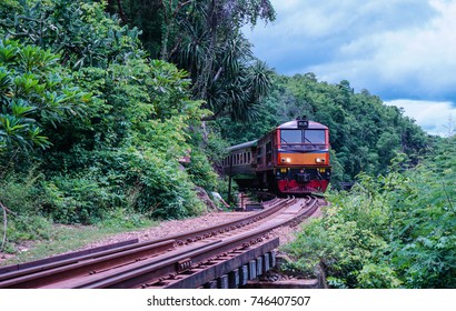 Train Ride On The Death Railway Or Thai-Burma Railway. It Was Built By The Empire Of Japan To Support Its Forces In The Burma Campaign Of World War II.