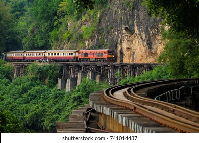 Train Rides On Burma Railway In Kanchanaburi Province