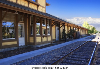 Train Station Along Train Tracks In The Napa Valley Wine Region