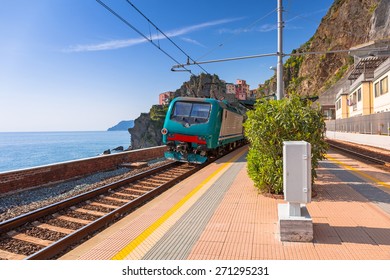 Train Station At Cinque Terre National Park, Manarola In Italy.