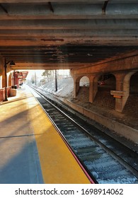 A Train Station Manhasset In Winter In The United States