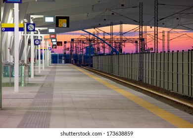 train stations at sunset
