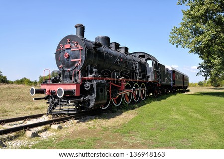 Train and steam locomotive in Edirne, Turkey