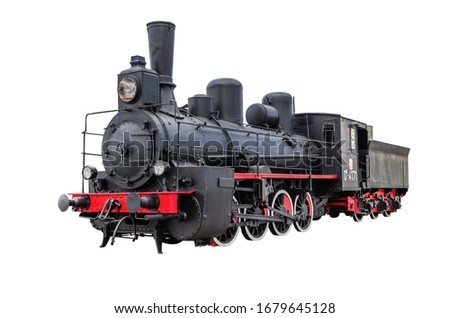 Train with steam locomotive series Ov. Isolated on  white a  background