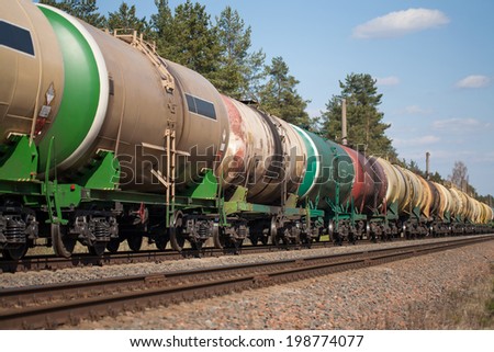 The train tanks with oil and fuel.