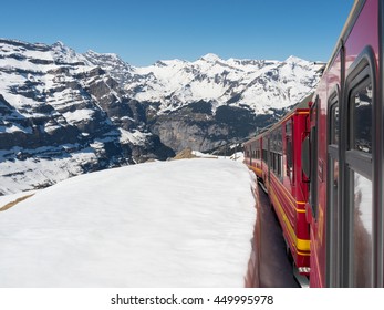 Train Through Snowy Swiss Alps To The Jungfraujoch