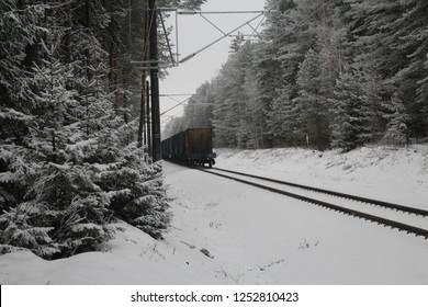 train through winter forest