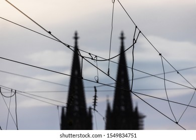 Train Track Overhead Line And Dom Of Cologne