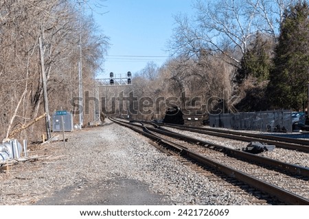 Train tracks in Clifton Virginia near Clifton Station, where the VRE and Amtrak trains run through