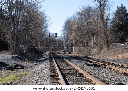 Train tracks in Clifton Virginia near Clifton Station, where the VRE and Amtrak trains run through