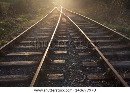 train tracks at sunset