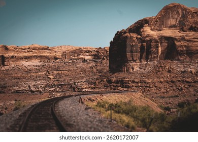 Train tracks through the desert