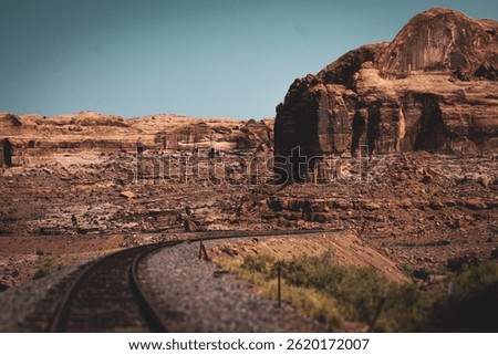 Train tracks through the desert