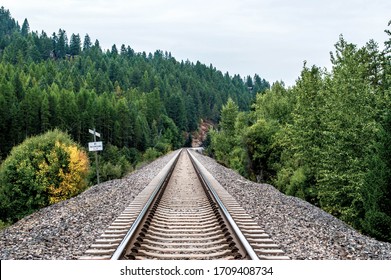 Train tracks in Whitefish, Montana.