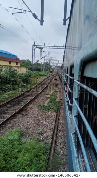 Train travel door view\
- railway track 