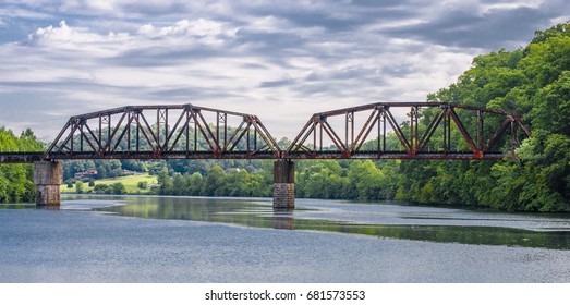 Train Trestle Bridge Over Lake