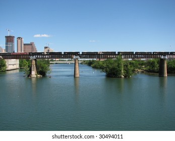 Train Trestle From Lady Bird Lake, Austin Texas