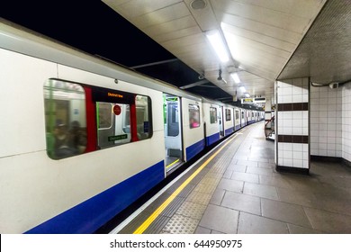 Train In Underground Station, London.