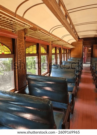 a train wagon from the inside in the train museum