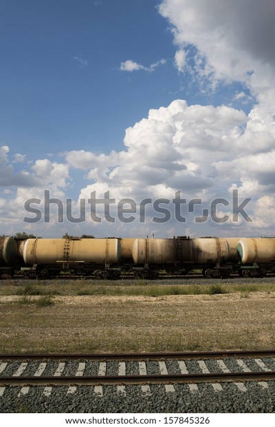 train with wagons on the\
railway
