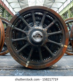 train wheel in repair an industrial plant