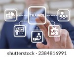 Trainee concept for internship training and learning program. Apprenticeship of intern, apprentice, training, mentor, support, cooperation, and improve.
