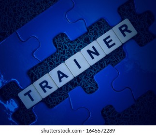 Trainer, word cube with background.