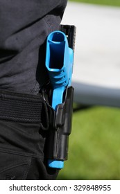 Training Gun In Holster Of Law Enforcement Shooting Course