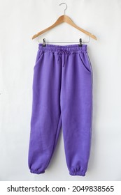 training jogger pants color purple front view on the hanger